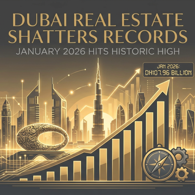 Dubai Real Estate Shatters Records January 2026 Hits Historic High of Dh107.96 Billion